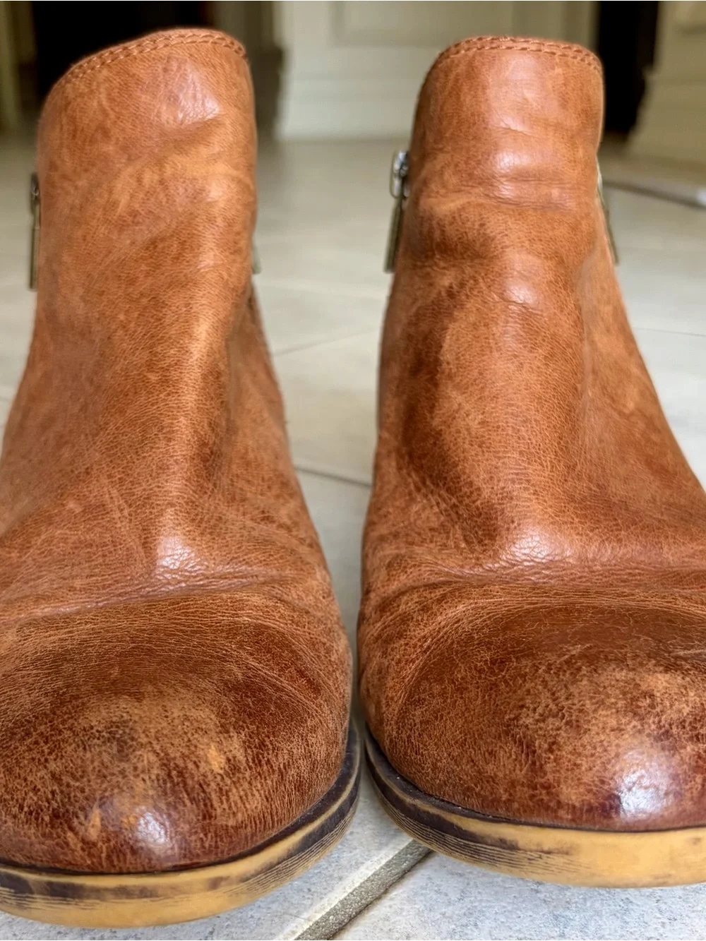 Lucky Brand Brown Distressed Leather Ankle Boots Booties Size 9M / EU 40